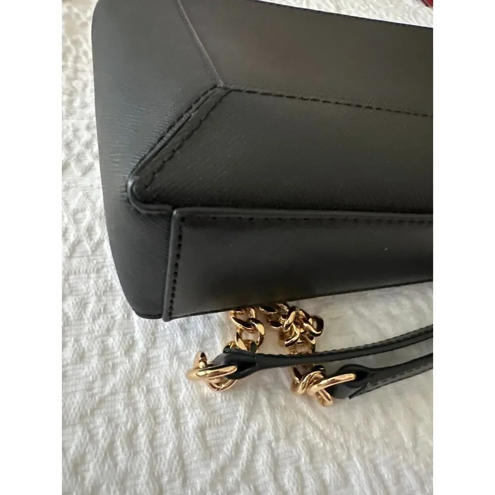 Michael Kors Sallie Crossbody Chain Strap Leather Small Black NWT